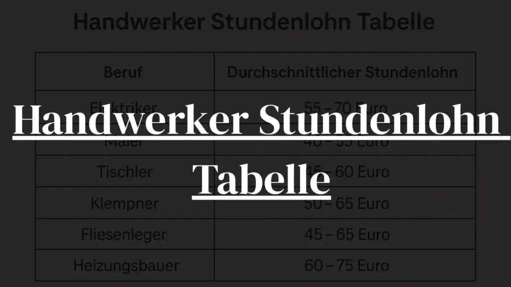 Handwerker Stundenlohn Tabelle